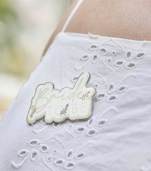 Team Bride Emaille-Anstecker mit floralem Muster - 5,5 x 3,3 cm