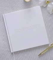 Hochzeitsgästebuch mit Prägung & Goldrand - weiß - 32 Seiten
