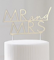 Cake-Topper "Mr and Mrs" aus Acryl - gold